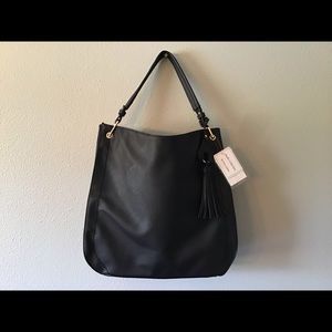 Straw studios black vegan leather NWTO Hobo